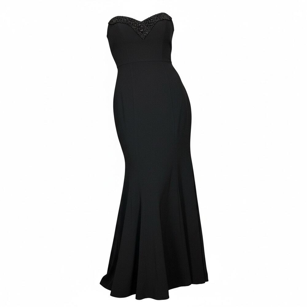 Theia Dress Strapless Full Length Evening Formal Wedding 8 Corset Lined Slimming